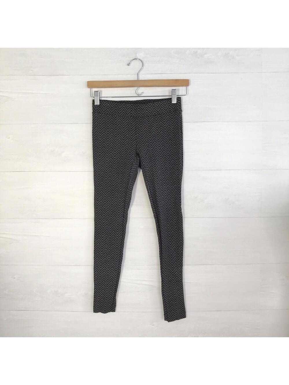 LOFT Petites Black Gray Chevron Ponte Leggings XXSP Stretch Pull On